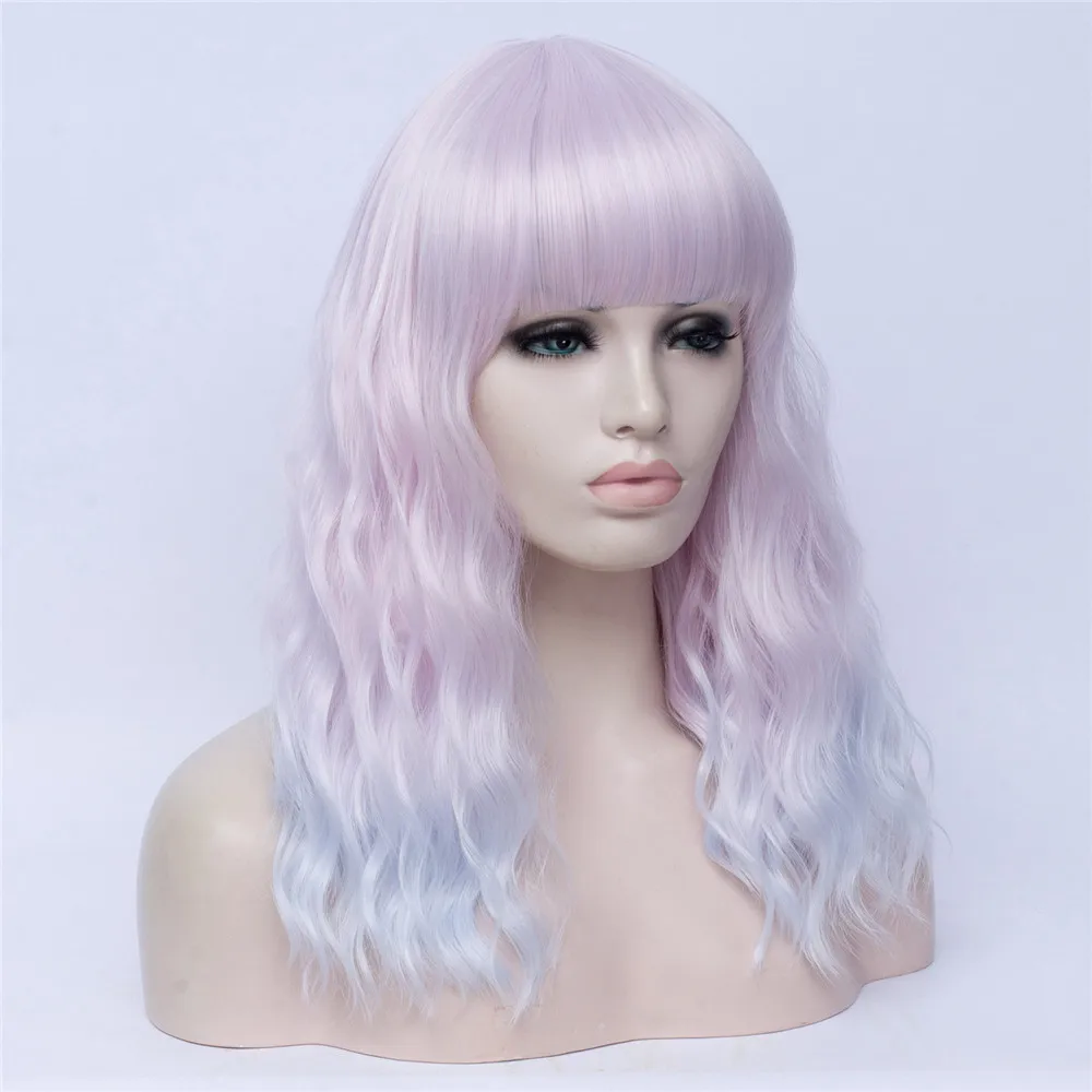 MSI Wigs Лолита длинные волнистые парик цвета радуги с взрыва высокая температура волокно Синтетический Косплей парики для девочек Хэллоуин