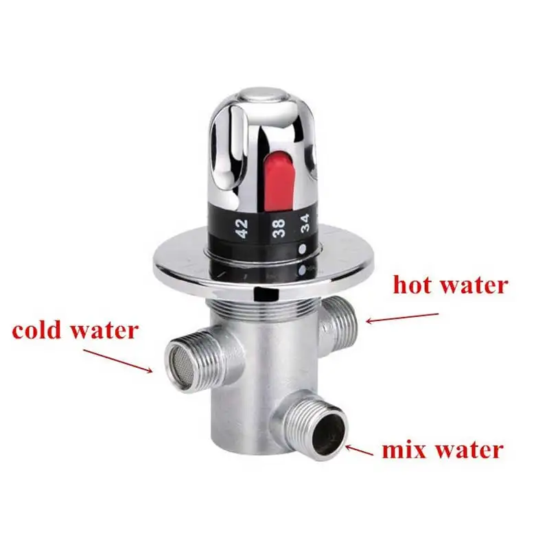 Хромированный термостатический латунный смесительный клапан Латунный картридж смесительный клапан горячая холодная вода контроль температуры смеситель аксессуары для ванной комнаты