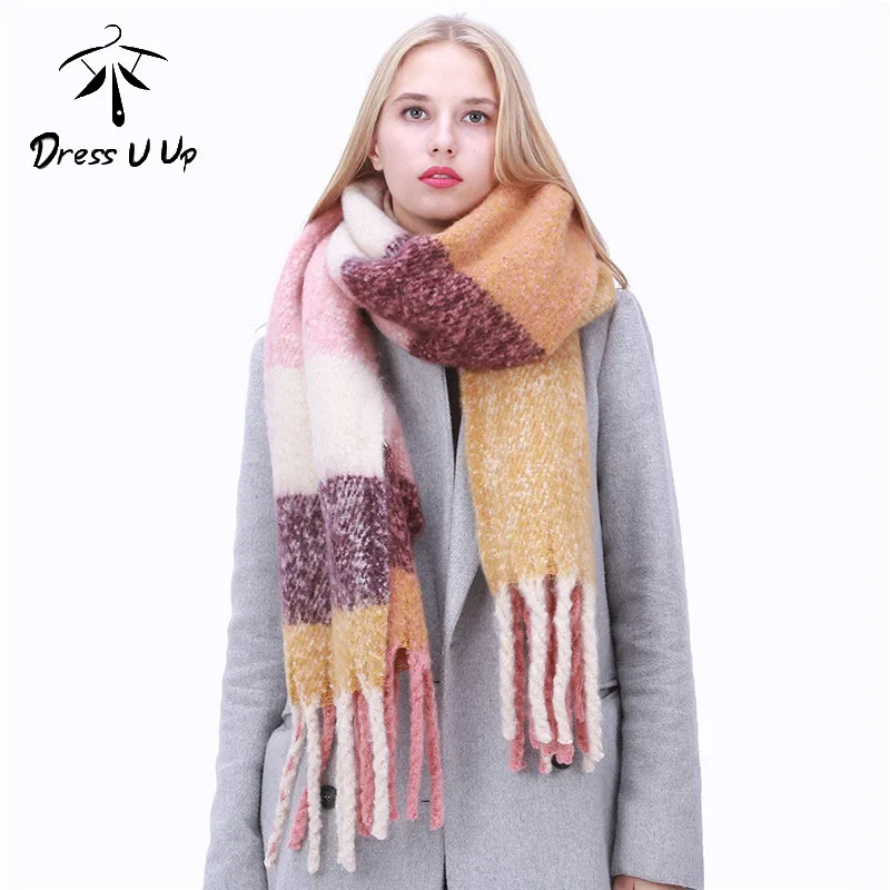 

DRESSUUP New Fashion Long Scarf Shawl Female Autumn and Winter New Color Mixed Wild Warm Thick Fringed Scarf
