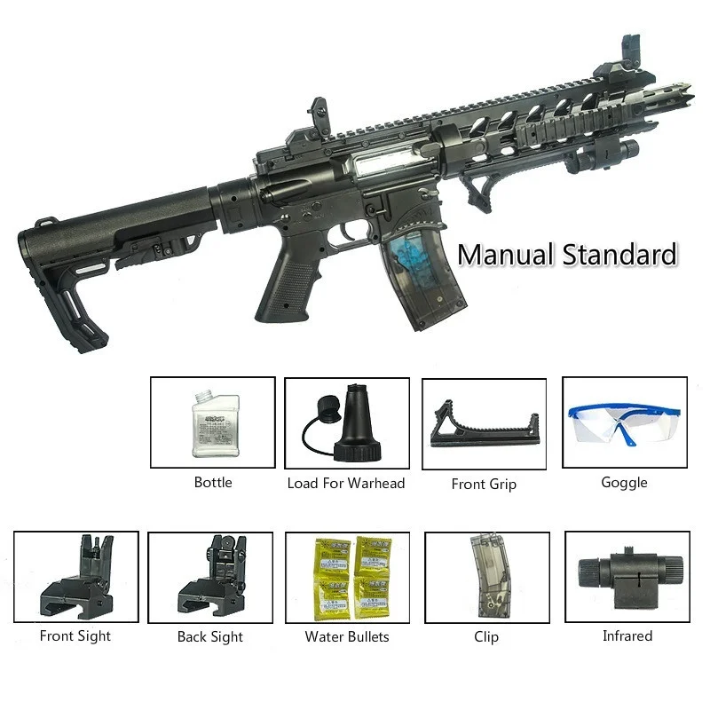 Электрические Версии хобби AR-15 водяной пистолет Спорт на открытом воздухе Live унисекс PUBG CS детский подарок винтовка высокого качества водяные пули - Цвет: Manual Standard