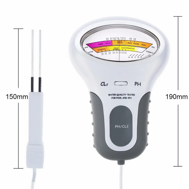 Тестер хлора er PH и хлора Cl2 измеритель уровня Тестер er тест качества воды монитор плавательный бассейн спа-монитор воды с зондом