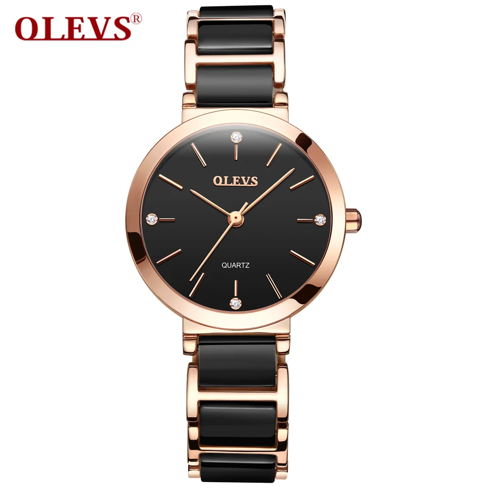 

OLEVS 2020 Quartz Wrist Watch Women Watch Top Brand Luxury Minimalism Fashion Rhinestone Waterproof Rose Gold Stainless Steel