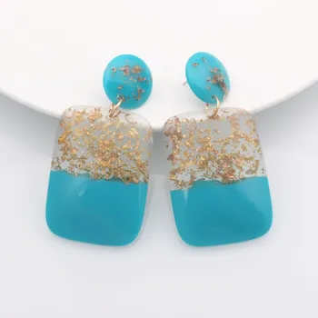 

ZA Jewelry Acrylic Resin Geometry Rectangle Drop Earrings For Women European Brand Big Earrings Statement Brincos Party Gift