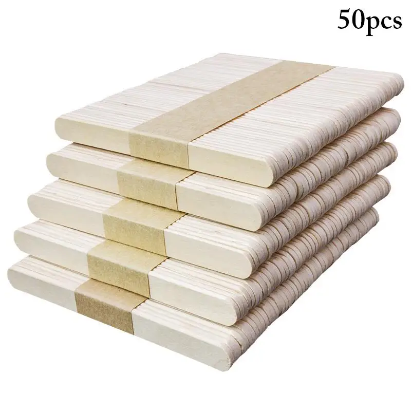 

50Pcs/Set Popsicle Stick DIY Wooden Creative Ice Cream Stick Wooden Craft Stick DIY Ice Cream Tools Accessories
