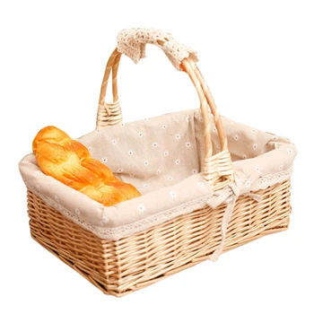 

Handmade Natural Willow Shopping Baskets Vintage Handbag Wicker Shopping Baskets Display Collection Gift Hamper Fabric Lining St