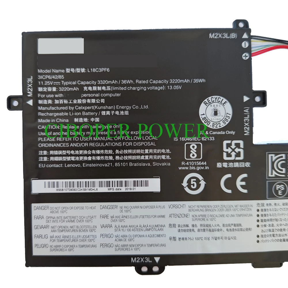 Bateria do Portátil para Ideapad S34014iml S340-15iwl Series cp L18c3pf6 L18m3pf7 L18c3pf7 L18l3pf2 L18m3pf6 35wh 3220mah - Imagem 3
