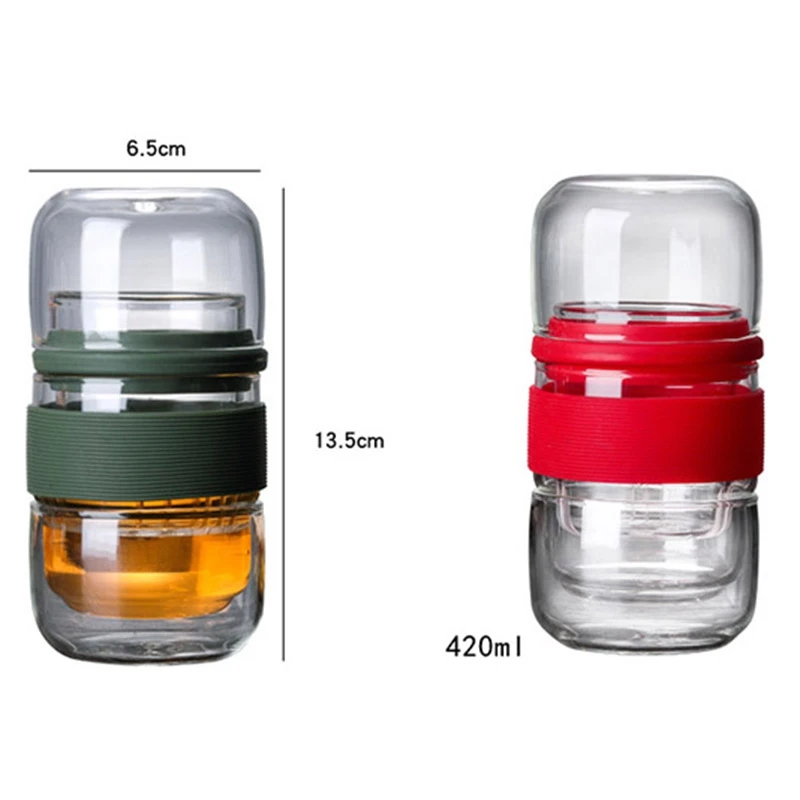Top-420Ml Portable Tea Infuser Bottle Water Bottle Chinese Tea Strainers Simple Teapot Heat-Resistant Black Tea Teapot Office Ku