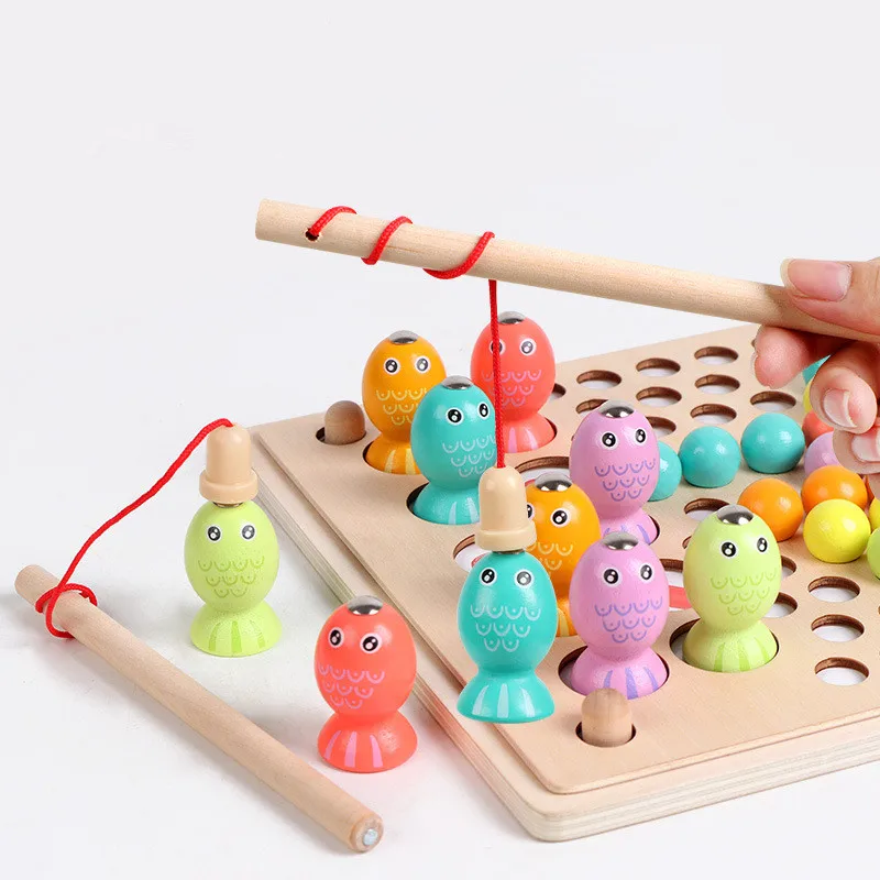 Montessori Preschool Wooden Toys Digital Matching Fishing Board Toy Baby Early Education Teaching Math Toys For Children