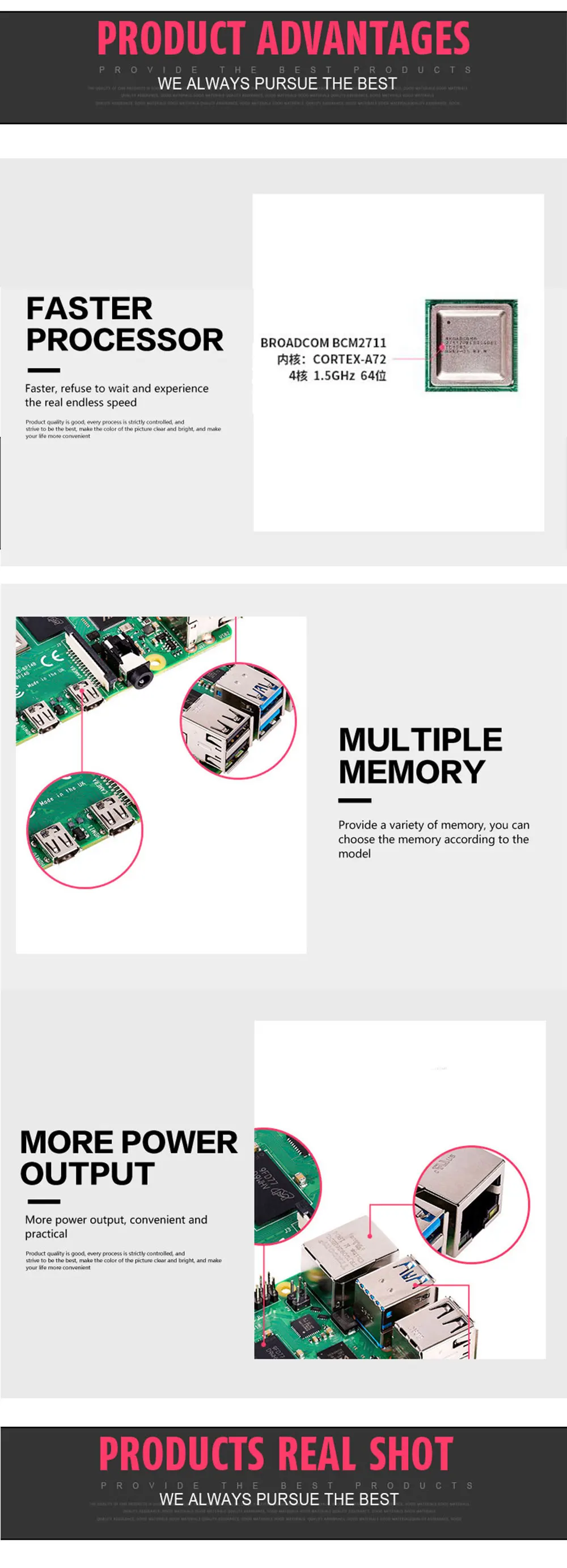 Raspberry Pi 4 Model B 2/4GB RAM + Case + Fan + Heat Sink + Power Adapter + 32/64 GB SD Card +HDMI-compatible Cable for RPI 4B