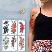 Water Transfer Female Sexy Makeup Realistic Roses Temporary Tattoo Sticker Arm Leg Back Pattern Body Art Waterproof Fake Tattoo