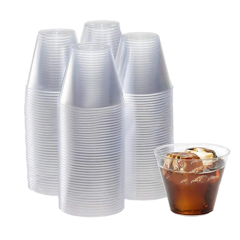 9 Ounce Transparent Plastic Cup 50 Sets of Disposable Hard Wine Glasses Cocktail Glass Party Large | Дом и сад