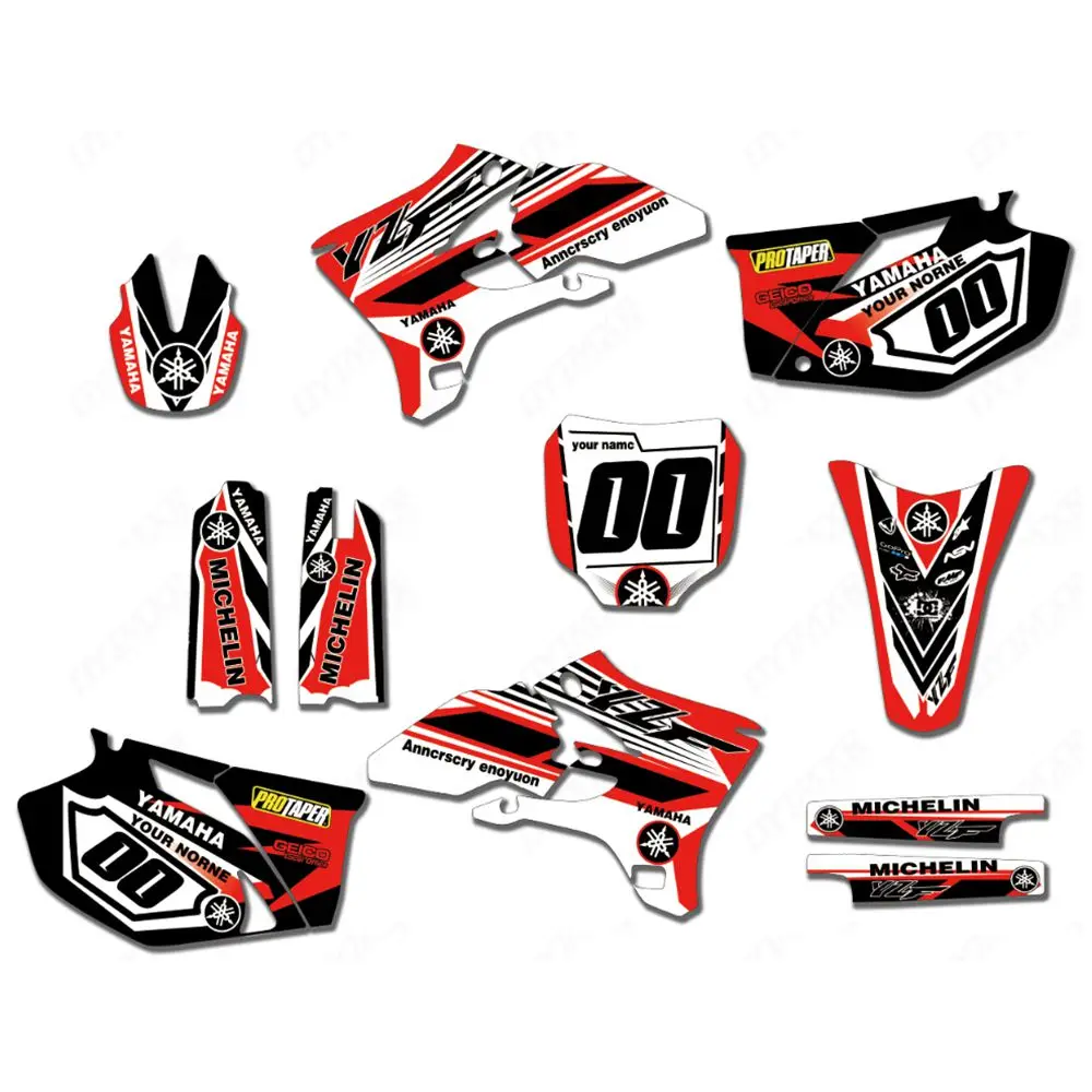 

New Full Graphics Decals Stickers Custom Number Name Glossy Bright Stickers Waterproof for YAMAHA YZF250 YZF450 2003-2005