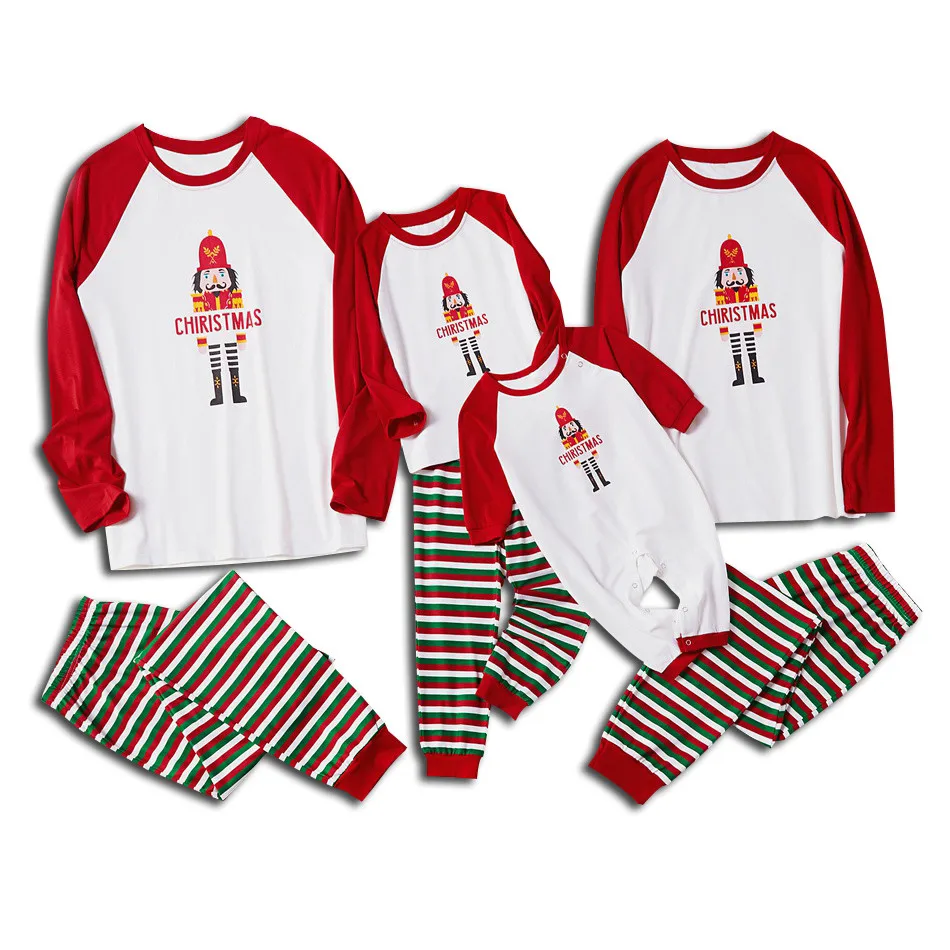 Рождественские пижамы для всей семьи, комплект для родителей и детей, топ с надписью+ штаны, Рождественская одежда для малышей, папы, мамы, домашняя одежда для сна
