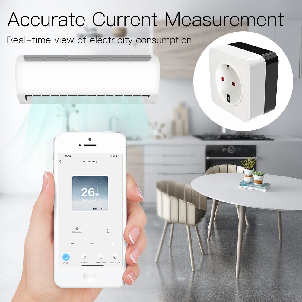 16A WiFi Air Conditioner Wall Plug Socket Outlet Companion IR Remote Controller Smart Life Tuya APP Work with Alexa Google Home
