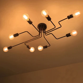 

Nordic Vintage 4/6/8 Heads Multiple Rod Wrought Iron Ceiling Light Retro Industrial Loft Nordic Dome Lamp for Home Decor