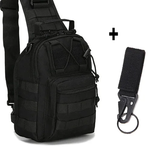 black and key chain Походная сумка для альпинизма, военный походный рюкзак, тактическая сумка, походная сумка, охотничий рюкзак 600D - Цвет: black and key chain