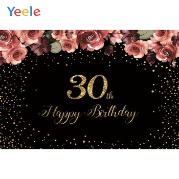 

Adult Birthday Party Golden Flower Shiny Light Dots Photography Backdrops Personalized Photographic Background For Photo Studio