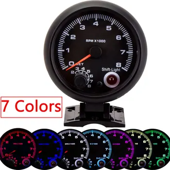

Universal 8000RPM Gauge Black Car Tachoscope Gauge 80MM Revolution Meter 12V Auto Truck Tachometer Digital Speedometer Car Meter