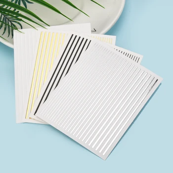

10 PCS 8cm 3D Foil Stripe Nail Sticker White Gold Silver White Curve Adhesive Striping Tape Art Decoration Decals Accessories