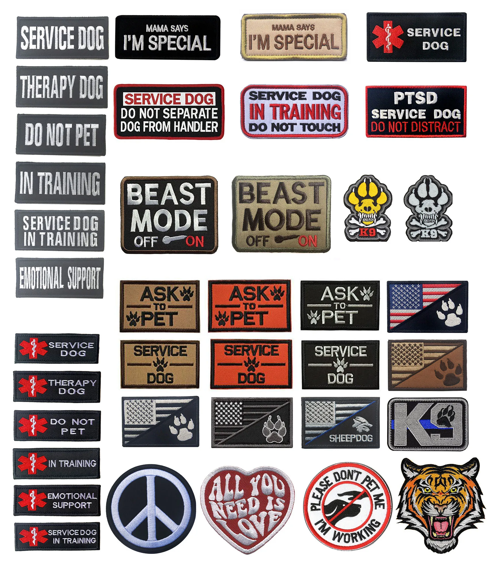 

Service Dog K9 Police Dog Army Dog Working Training Guide Paw Gog Patch Loop Morale Patch for Medium and Large Dog Vests Harness