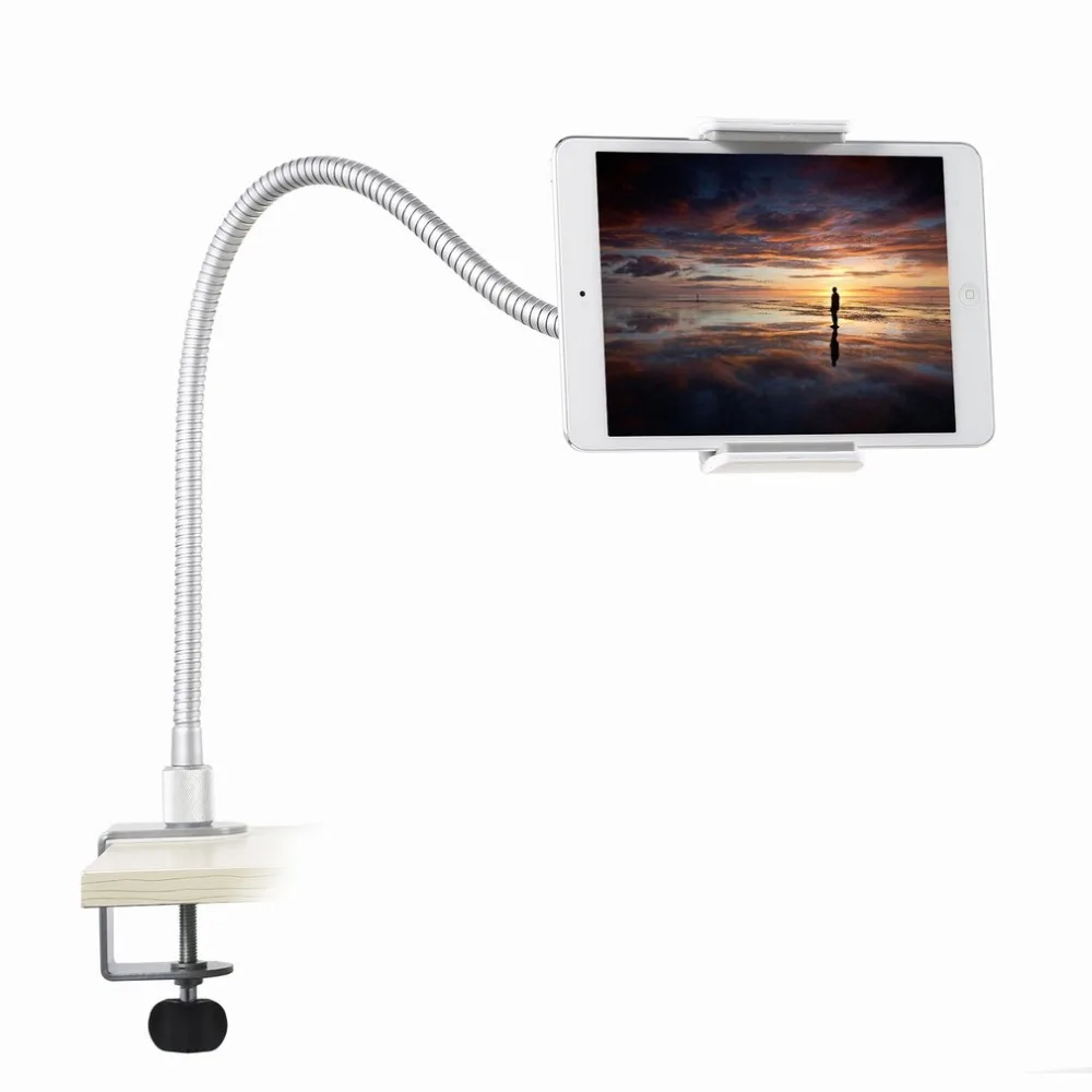 

White Portable Plastic & Steel Desktop Stand Smart Phone Tablet Holder Stand for Desk Bed Stand Tablet Clamp Stands LP7