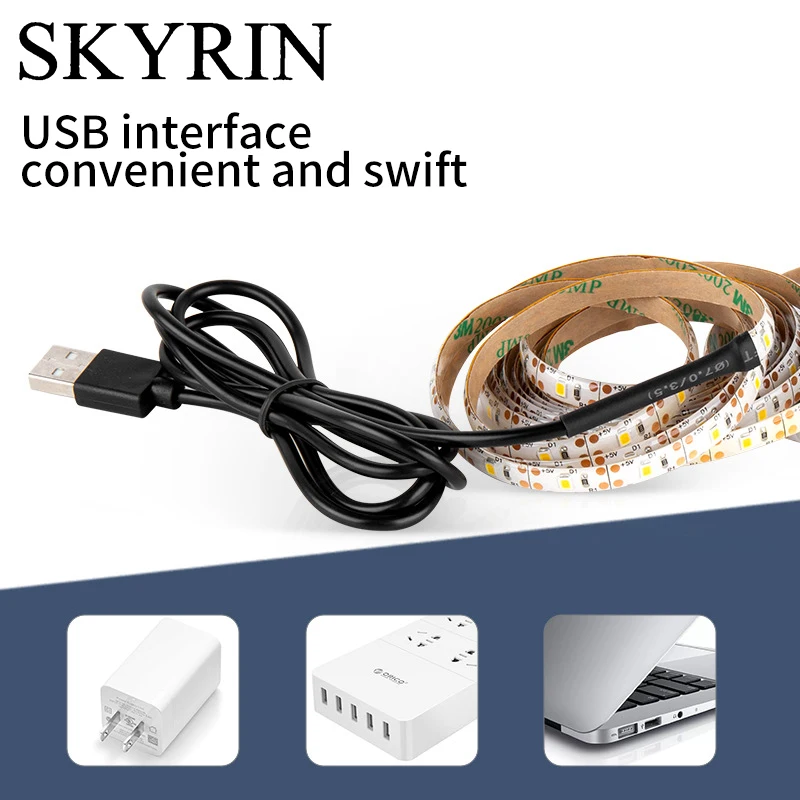 SKYRIN Светодиодные ленты светильник USB 2835 SMD DC 5V гибкие светодиодные лампы лента 1 м 2