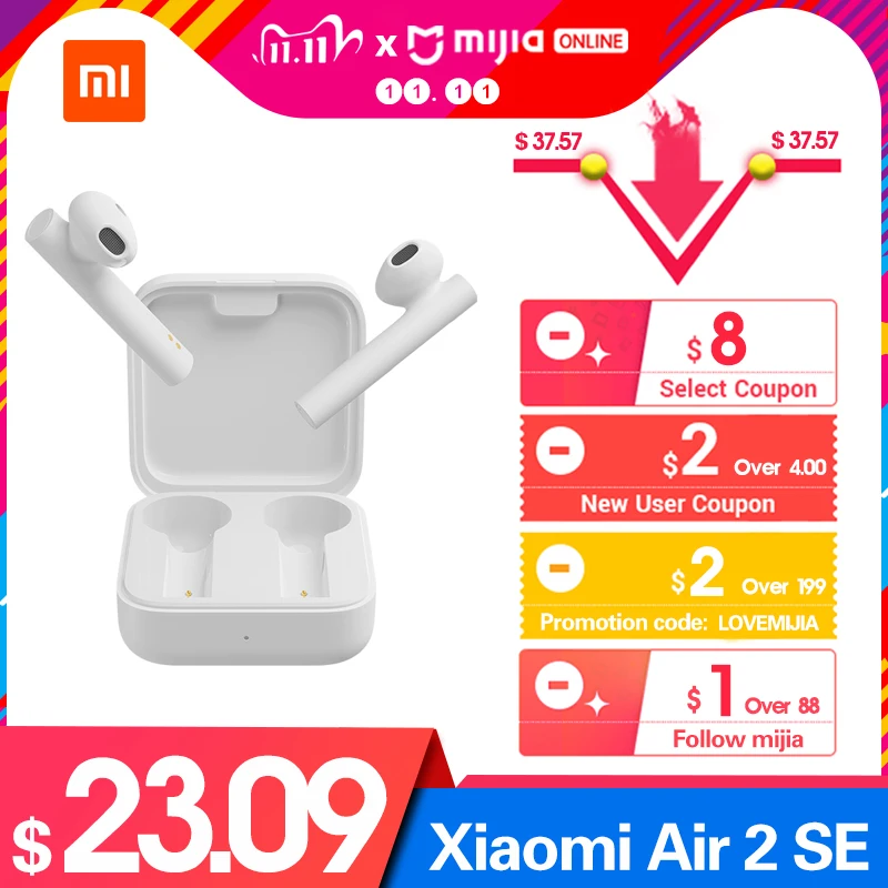 Xiaomi Air2 SE Wireless Bluetooth 5 Mi True Earphone 2 Basic TWS AirDots Pro 2SE Headset Earbuds 20h Long Standby Touch Control
