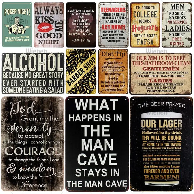 Alcohol Plaque Metal Sign Vintage Tin Pin Up Shabby Decor Signs Bar Decoration Poster Pub Plate | Дом и сад