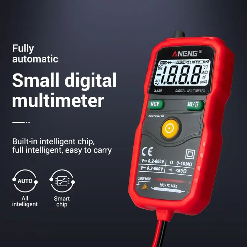 

S830 Digital Multimeter DC/AC Voltmeter Ammeter Resistance Diode Capacitance LCD 83XA