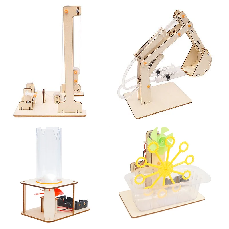 Tige jouets pour enfants Science éducative expérience technologie ensemble de jouets bricolage pelle hydraulique modèle Puzzle peint enfants jouets