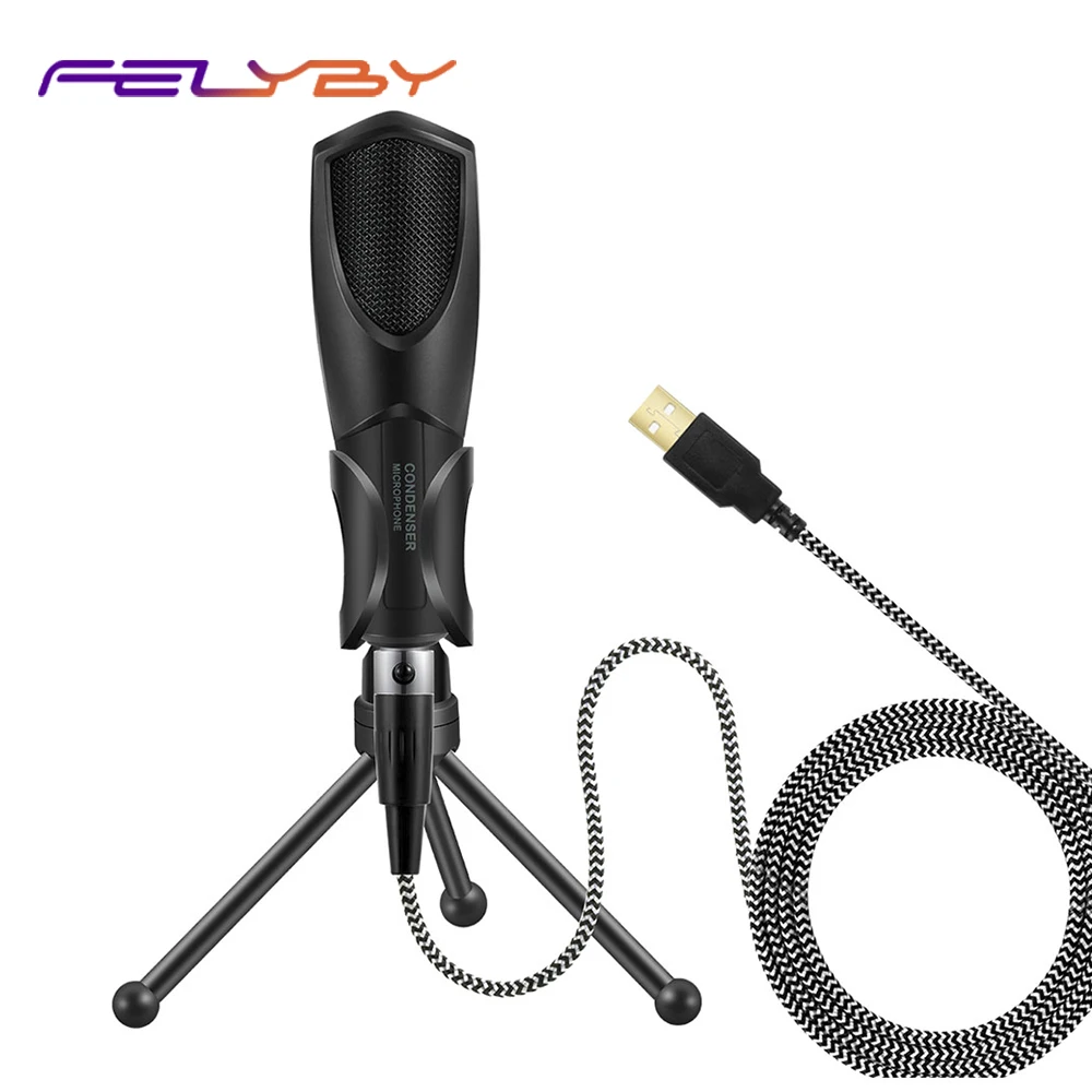 FELYBY Q3B USB конденсаторный настольный микрофон для компьютера ноутбука голосового