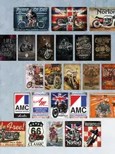  Classic Motorcycle Vintage License Plate Metal Tin Sign Advertising Plate for Man Cave Garage Wall Decoration for Club Bar Decor 