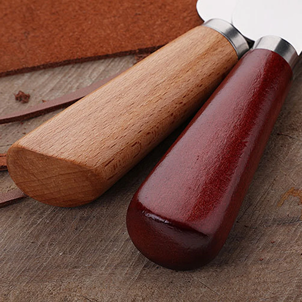 DIY кожевенное ремесло деревянная ручка инструмента из нержавеющей стали кожаный нож для резки