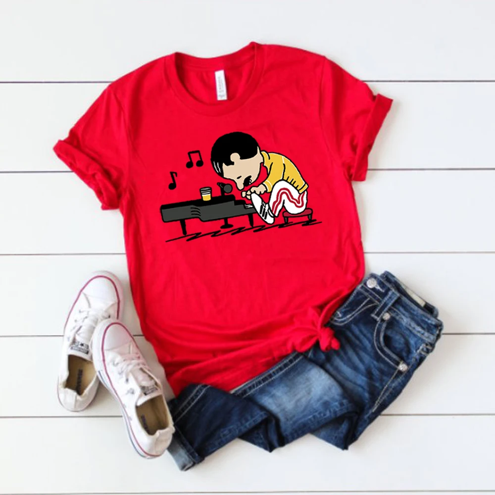Freddie Mercury PlayThe Piano забавная Милая женская рубашка Freddie Piano футболки