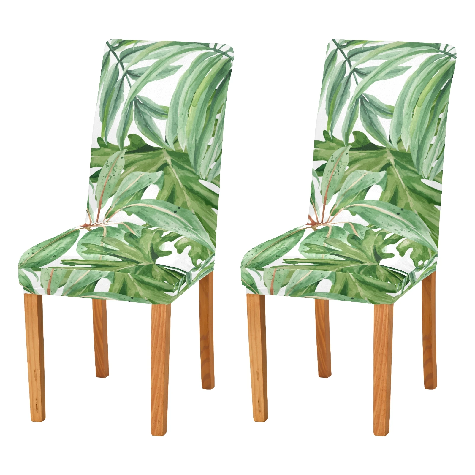 Tropical Palm Leaves Chair Cover Dining Elastic Chair Covers Spandex