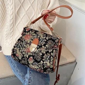 

New Style Embroidery Women Shoulder Bags Luxury Designer Large Capacity Crossbody Bags For Ladies Vintage Printing Hand Bags