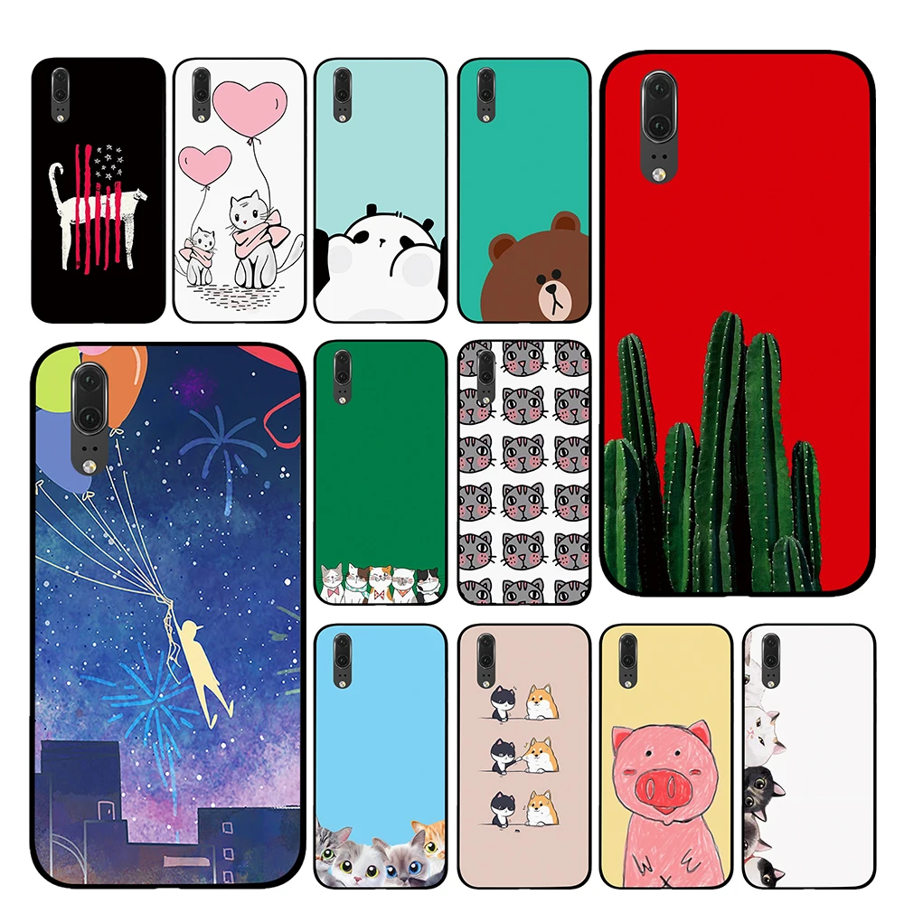

cactus For Huawei Honor V9 V10 8 9 10 8X 5A 7A 5X Play Lite TPU Phone Cases Cover