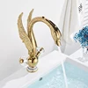 Grifo de lavabo de pájaro dorado Shinesia con forma de cisne Estilo nórdico de lujo grifo mezclador de agua caliente y fría para lavabo de baño ► Foto 3/6