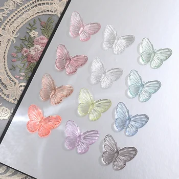 

Color transparent big butterfly acrylic pendant phone case DIY handmade jewelry earrings accessories material 10pcs
