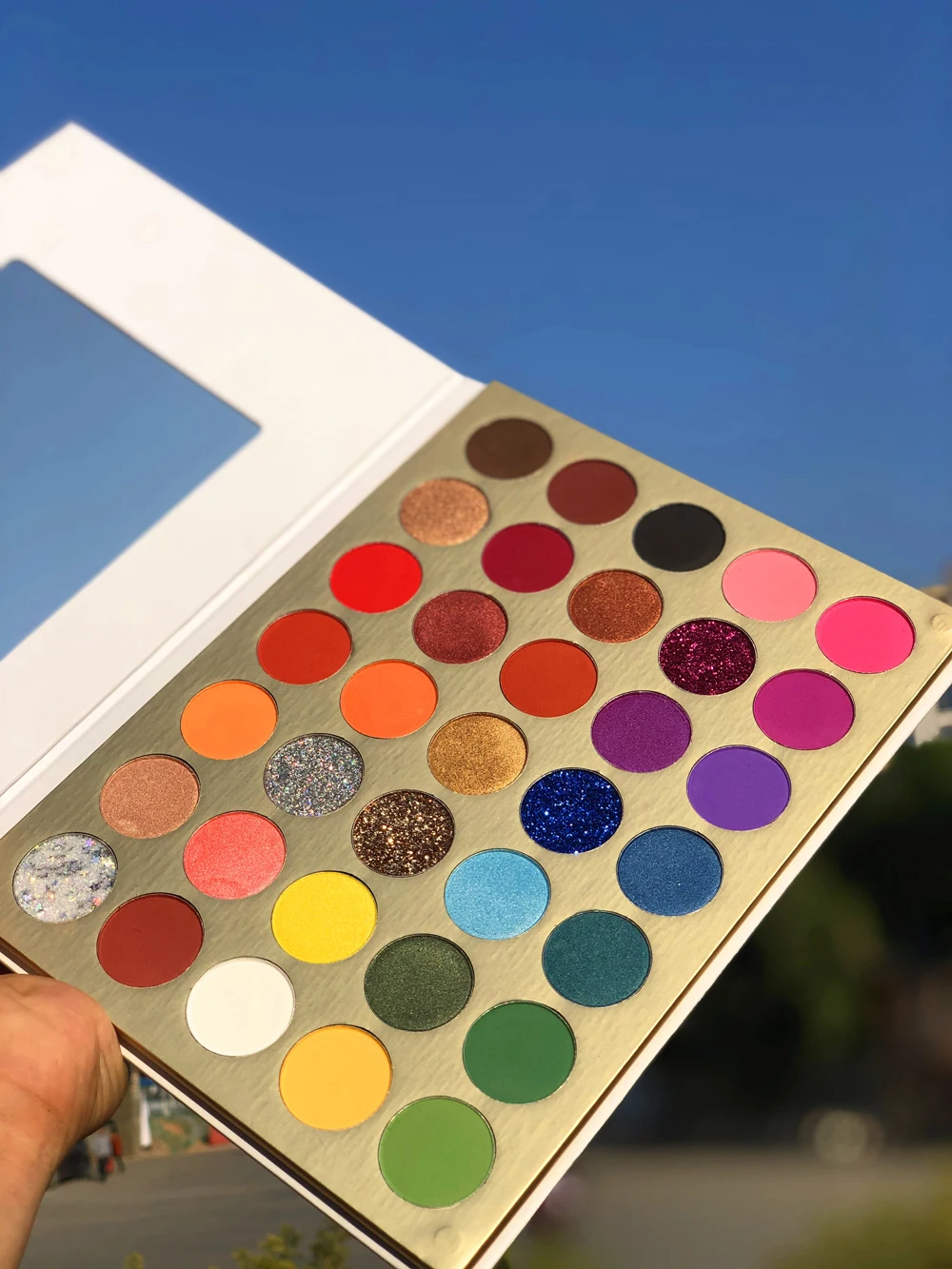 Private Label Colorful Eyeshadow Palette Custom Mermaid Shimmer Gold Bridal Eye Makeup Cosmetic Low MOQ Custom Packaging No Logo