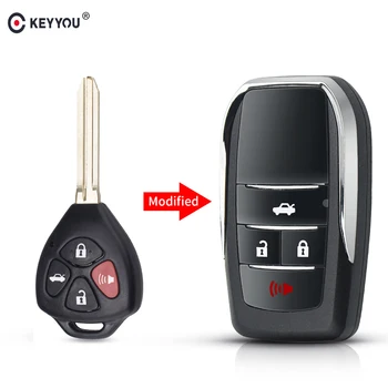 

KEYYOU 3+1 Buttons Uncut Blade Replacement Modified Folding Remote Car Key Shell Case For Toyota Scion Corolla RAV4 Camry Avlon