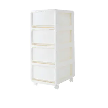 

Drawer-type Plastic Slotted Receptacle Narrow Cabinet With Roller Bed Head Cabinet 3 Storey Storage Snack Cabinet Receptacle Cab