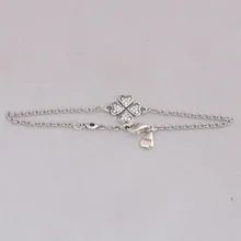 925 пробы серебряный браслет символ любви к удаче с кристаллами звено цепи браслет подходит для женщин бисера Шарм Diy ювелирные изделия