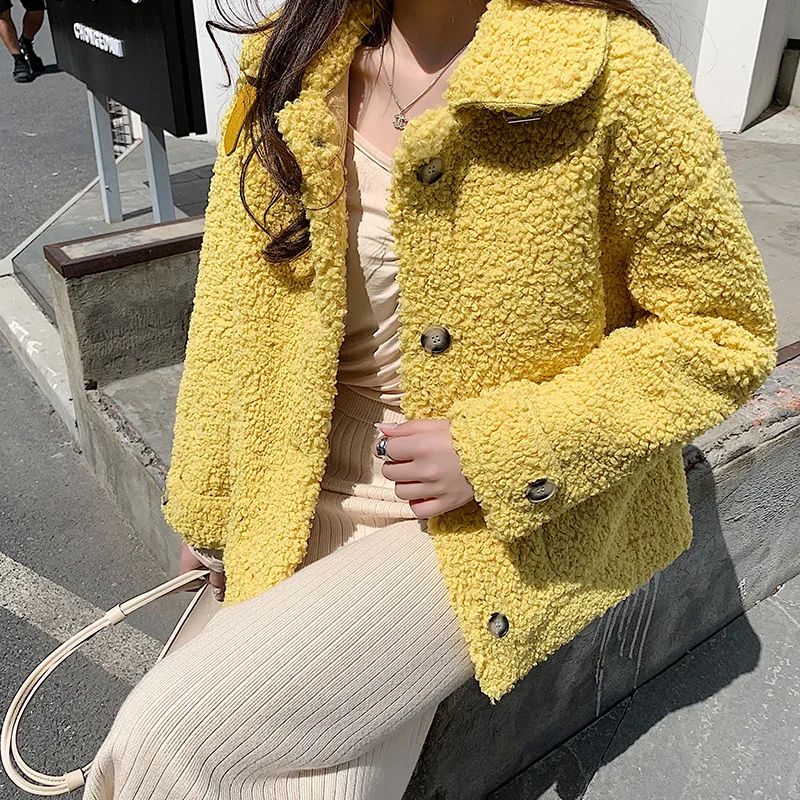

Fur Granule Woolen Jacket Short
