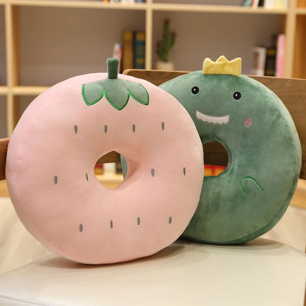 Doughnut форма плюшевая подушка фрукт Подушка животные круглая подушка для сиденья кактус морковь клубника Хаски динозавр 38*38*8 см