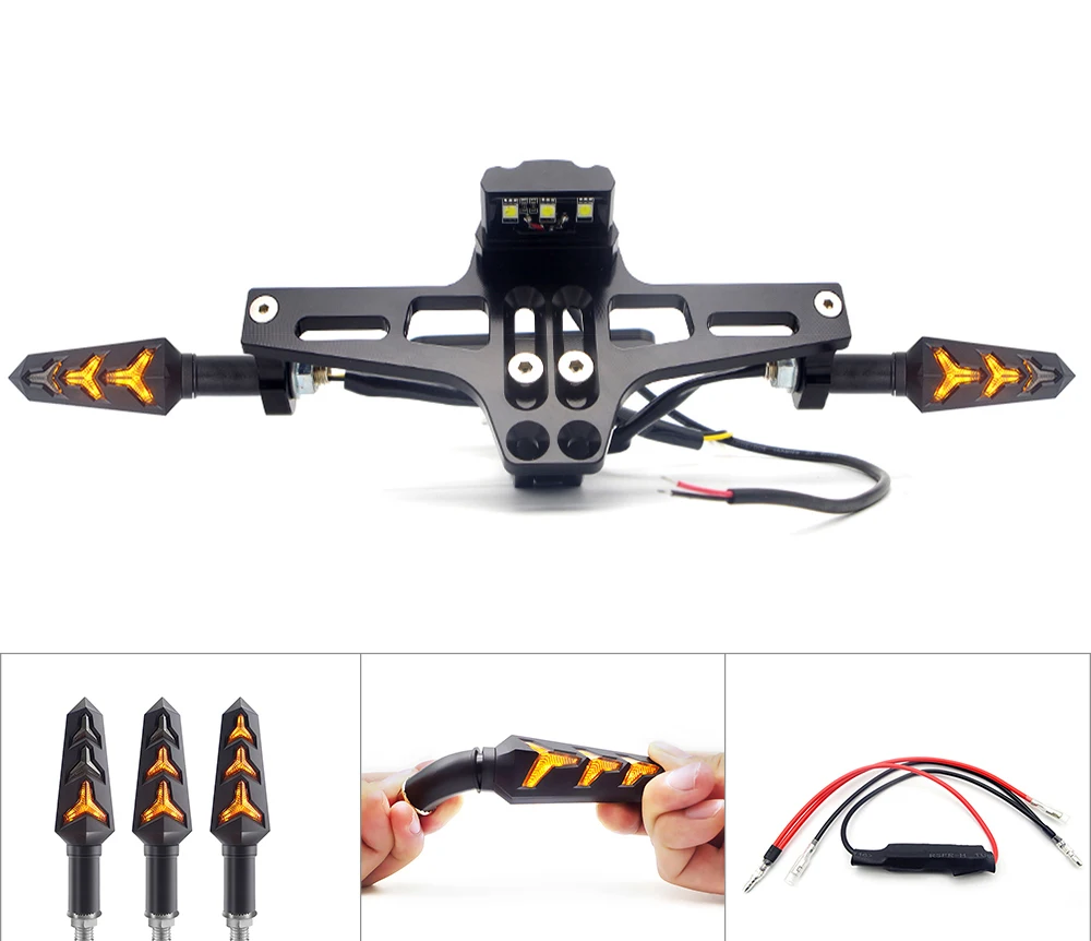 

Motorcycle License Plate Bracket Turn Signal Light for honda dax suzuki marauder bmw ninet aprilia rs 50 ducati monster 1100