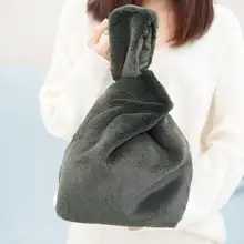 L'OMBRE искусственный меховые сумочки пушистые яркие цвета Diorisimo через плечо ремешок напульсник Tote slouky сумки Зимние Clutchs мягкие