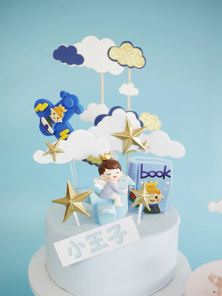 

Самолёт-пилот в виде книги с облаками, кукла-пилот, топпер для торта для мальчика, десерт, подключаемый, товары для украшения дня рождения