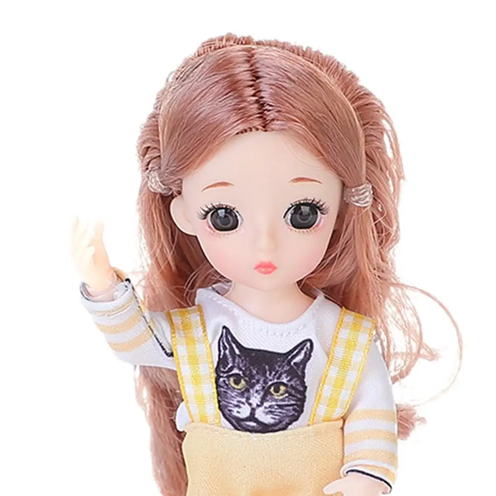 Новинка 16 см BJD кукла мохер кукла с париком 3D глаза с одеждой наряд обувь парик волосы макияж подвижные суставы кукла для девочек подарок
