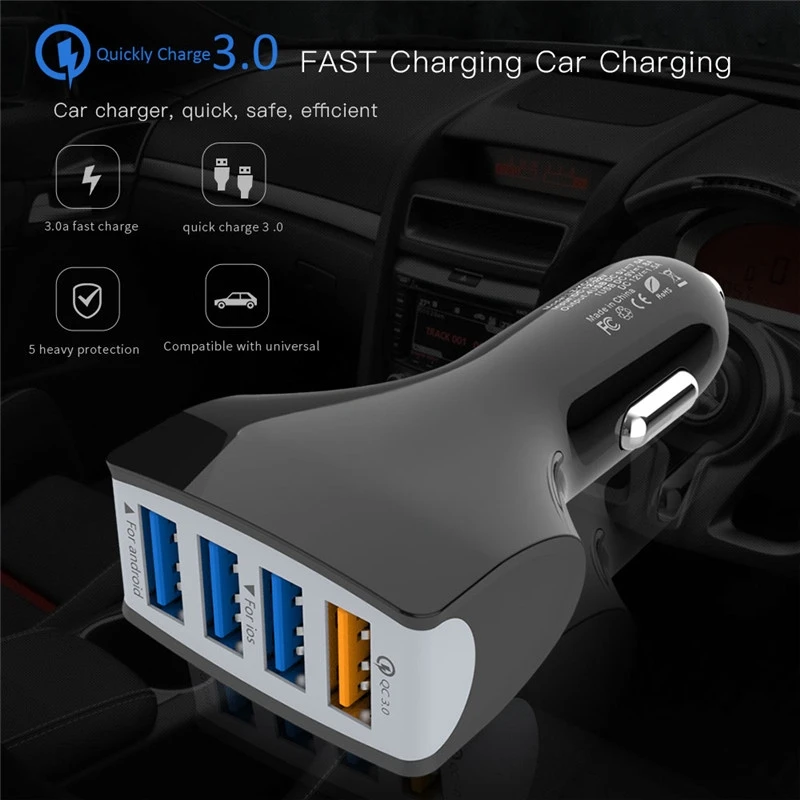 QC 3 0 2 5V/3.5A всего 7A 4 порта USB Автомобильное зарядное устройство адаптер Быстрая